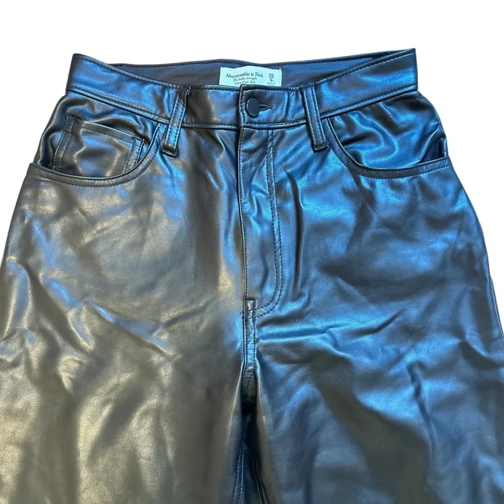 Abercrombie and Fitch | The Ankle Straight Super High Rise Vegan Leather Pants